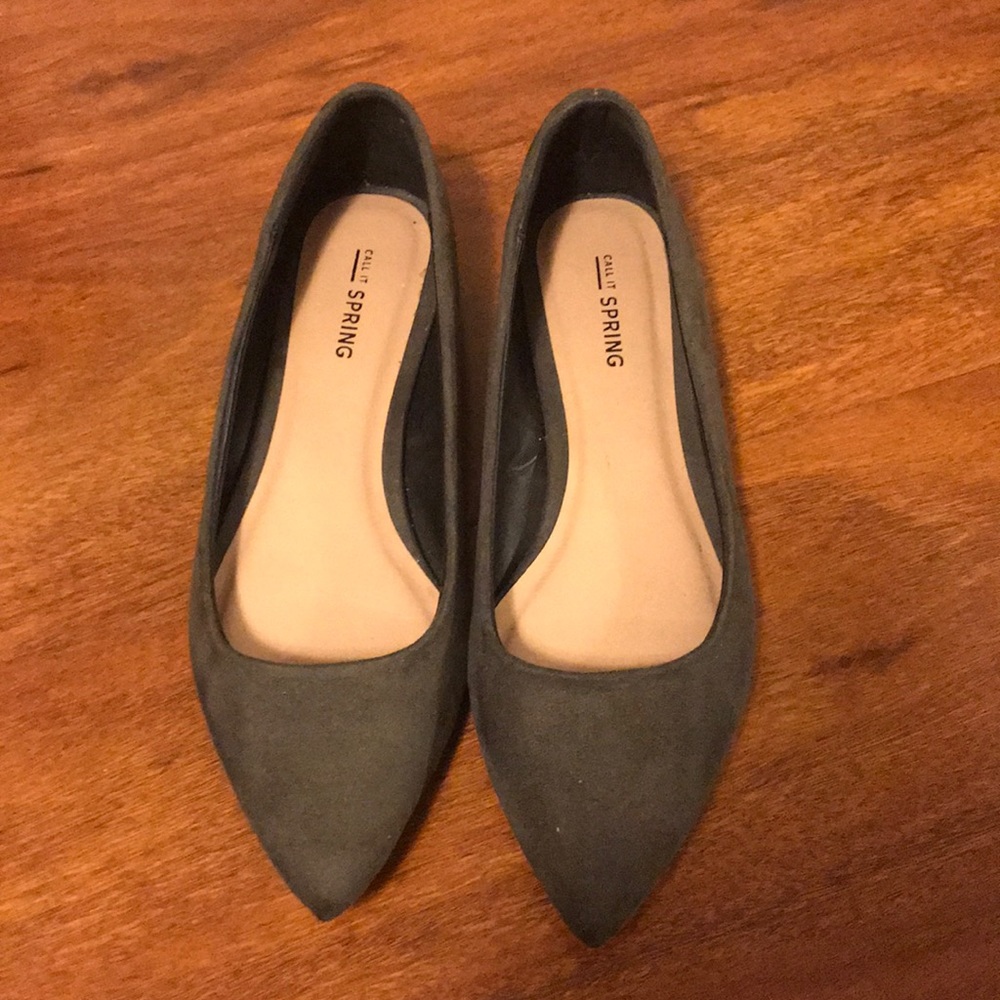Green Suede Flats